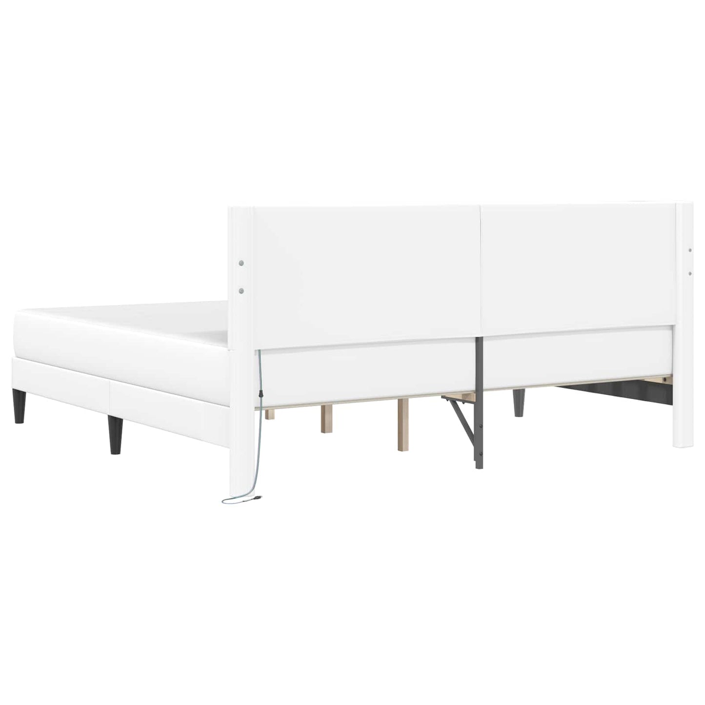 vidaXL Σκελετός Κρεβατιού με κεφαλάρι Λευκό 200 x 200 cm Τεχνητό Δέρμα