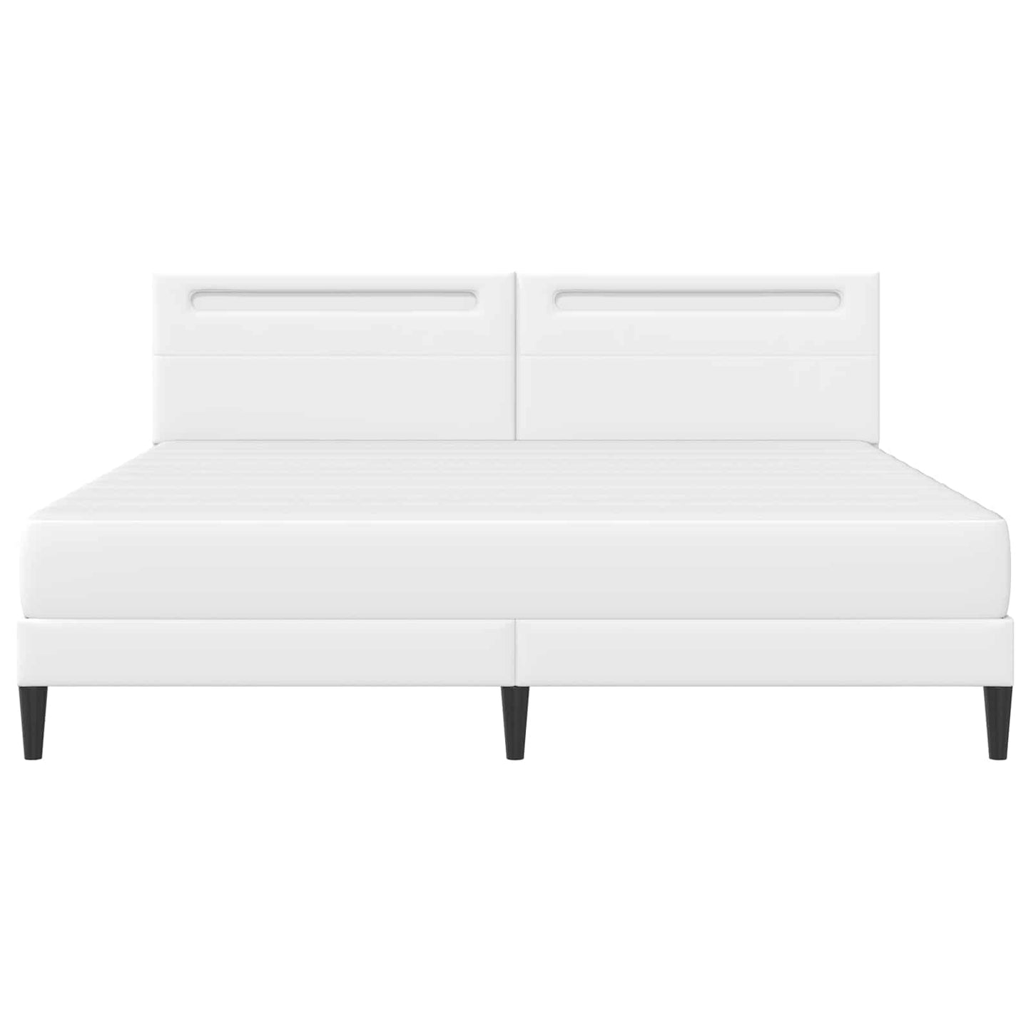 vidaXL Σκελετός Κρεβατιού με κεφαλάρι Λευκό 200 x 200 cm Τεχνητό Δέρμα
