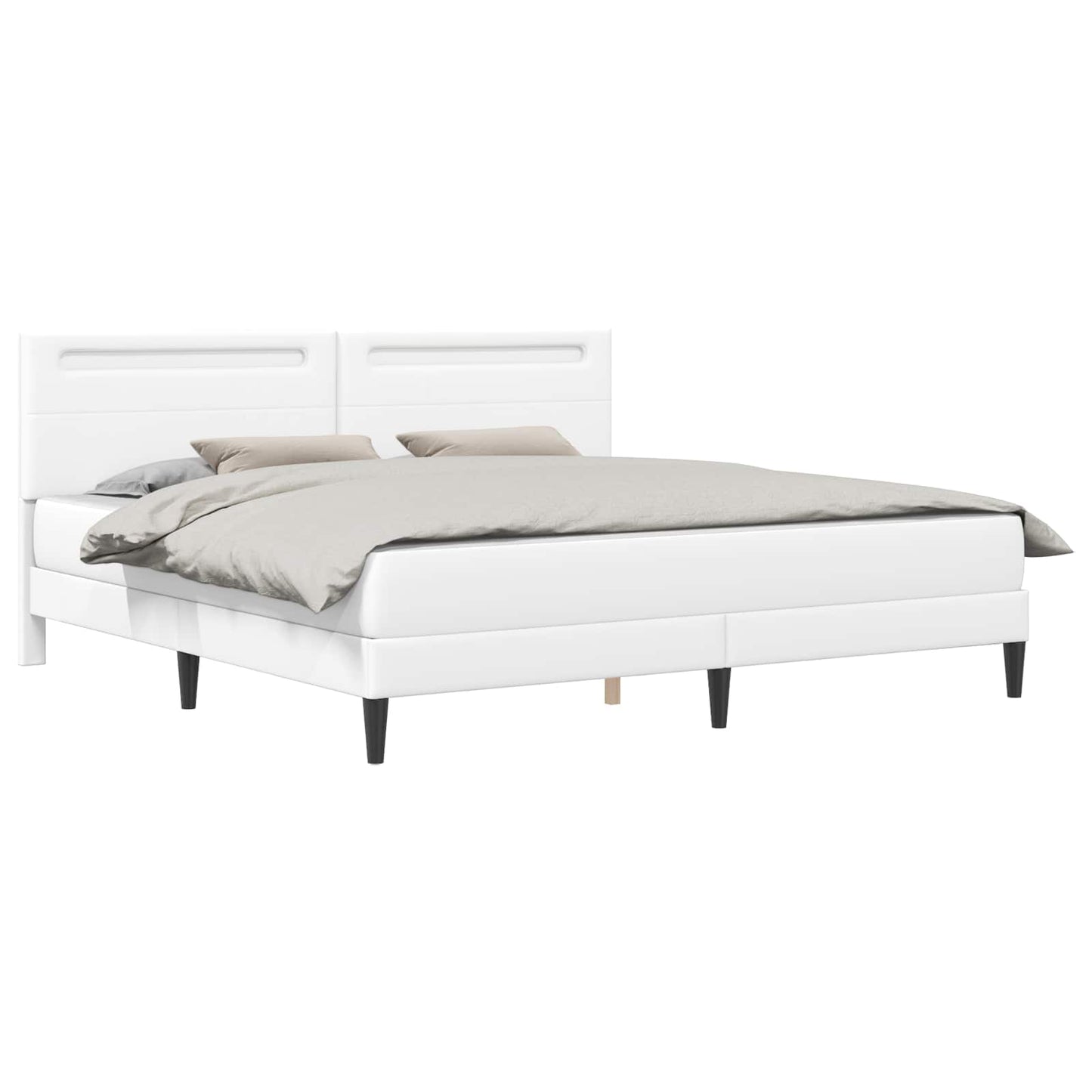 vidaXL Σκελετός Κρεβατιού με κεφαλάρι Λευκό 200 x 200 cm Τεχνητό Δέρμα