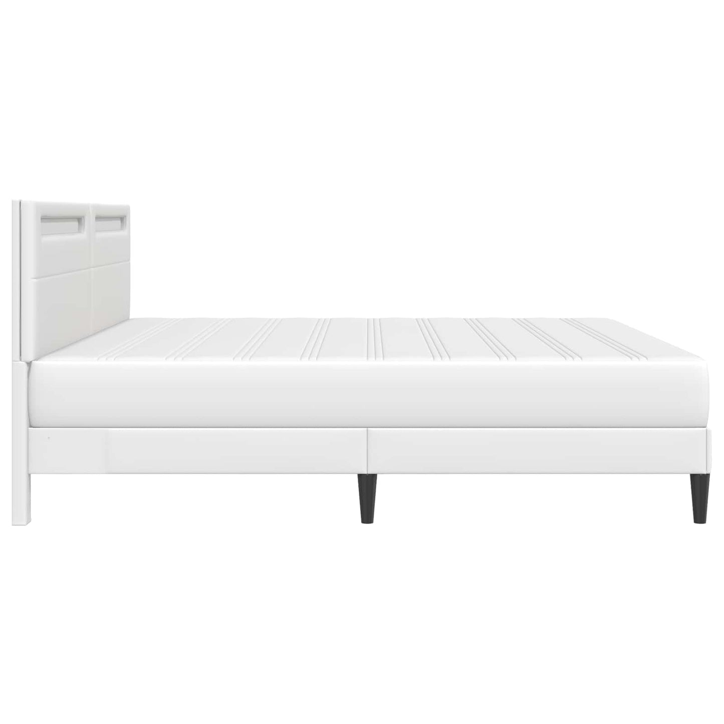 vidaXL Σκελετός Κρεβατιού με κεφαλάρι Λευκό 200 x 200 cm Τεχνητό Δέρμα