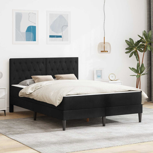 vidaXL Σκελετός κρεβατιού με στρώμα Μαύρο 160 x 200 cm Βελούδο