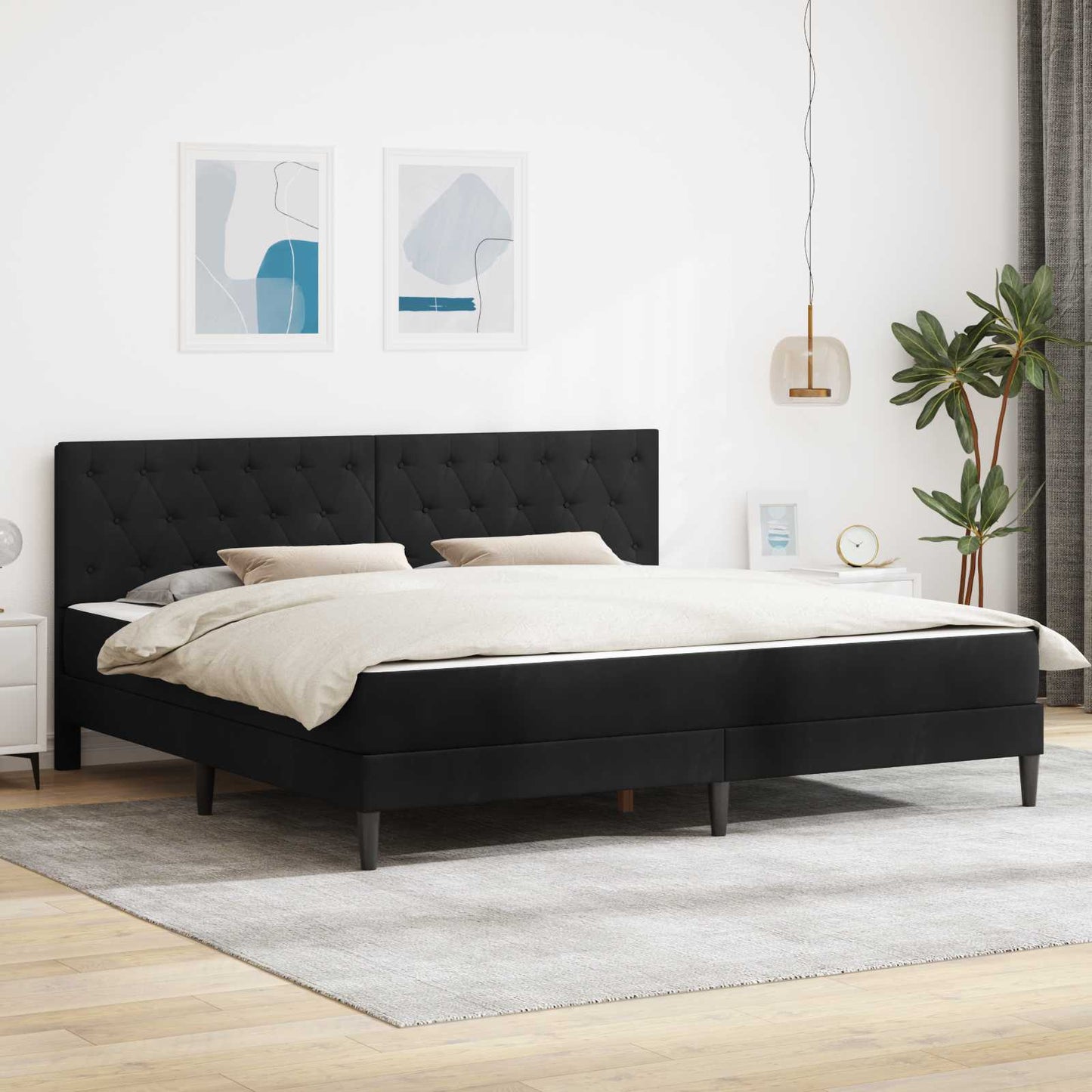 vidaXL Σκελετός κρεβατιού με στρώμα Μαύρο 200 x 200 cm Βελούδο