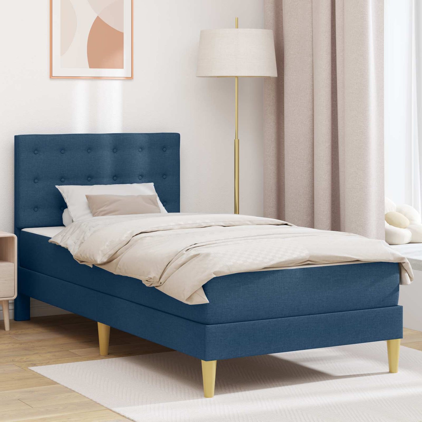vidaXL Σκελετός κρεβατιού με στρώμα Μπλε 80 x 200 cm ύφασμα