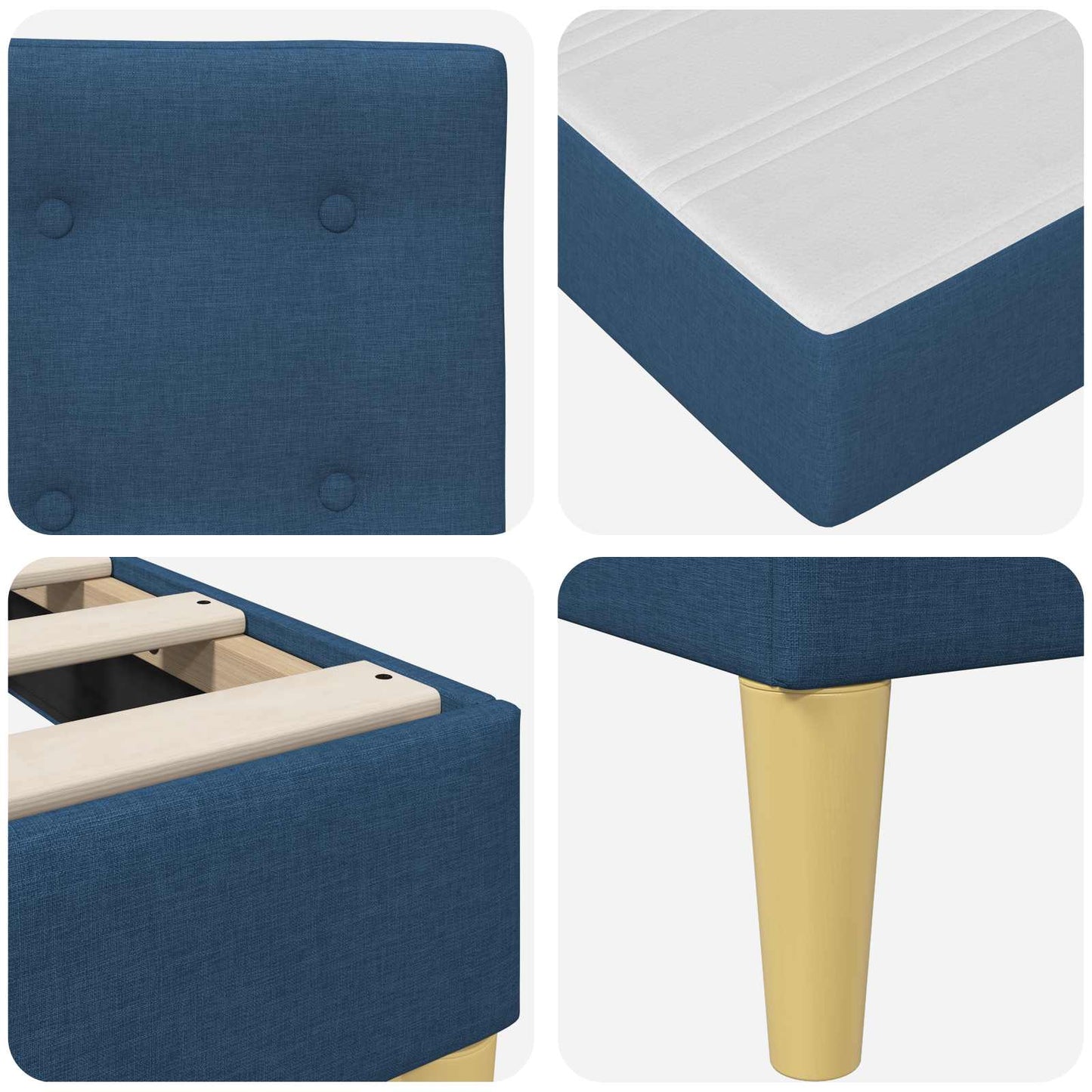 vidaXL Σκελετός κρεβατιού με στρώμα Μπλε 90 x 190 cm ύφασμα