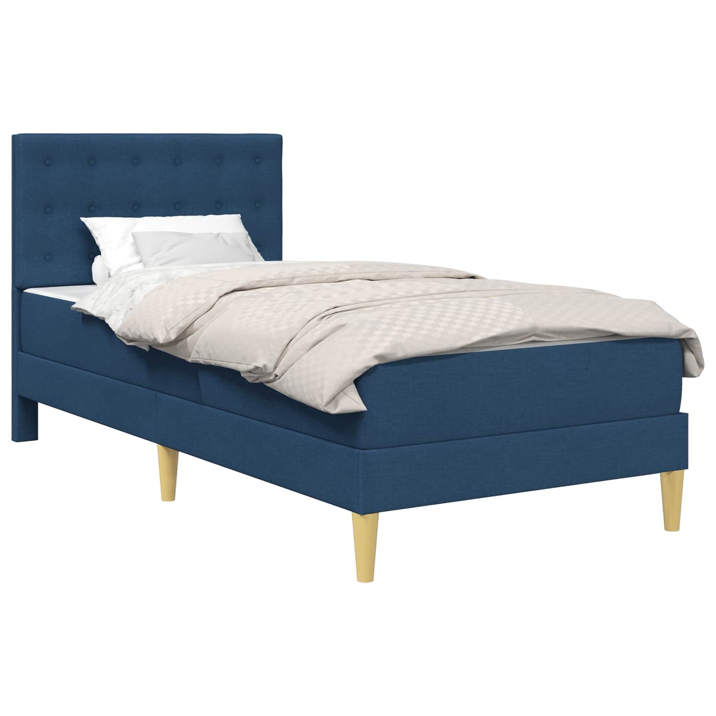 vidaXL Σκελετός κρεβατιού με στρώμα Μπλε 90 x 190 cm ύφασμα