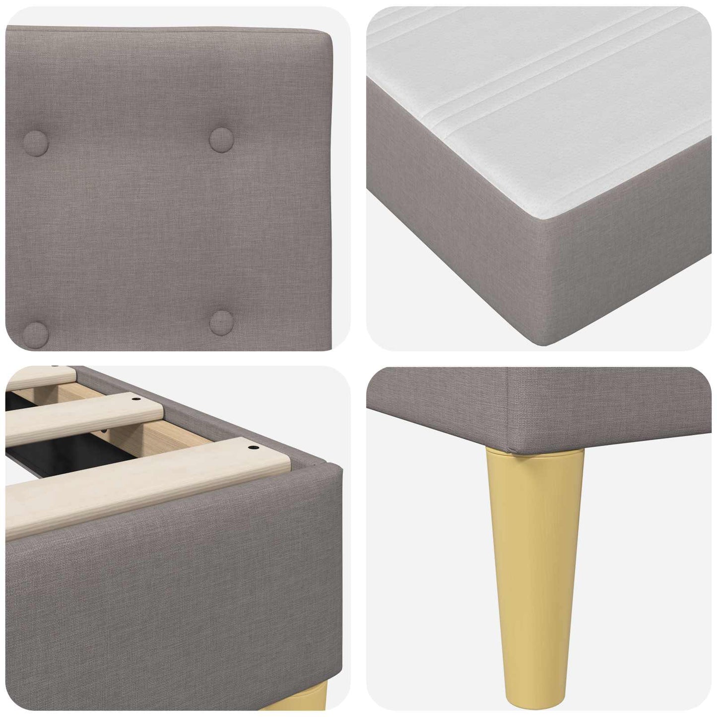 vidaXL Σκελετός κρεβατιού με στρώμα Taupe 140 x 190 cm ύφασμα