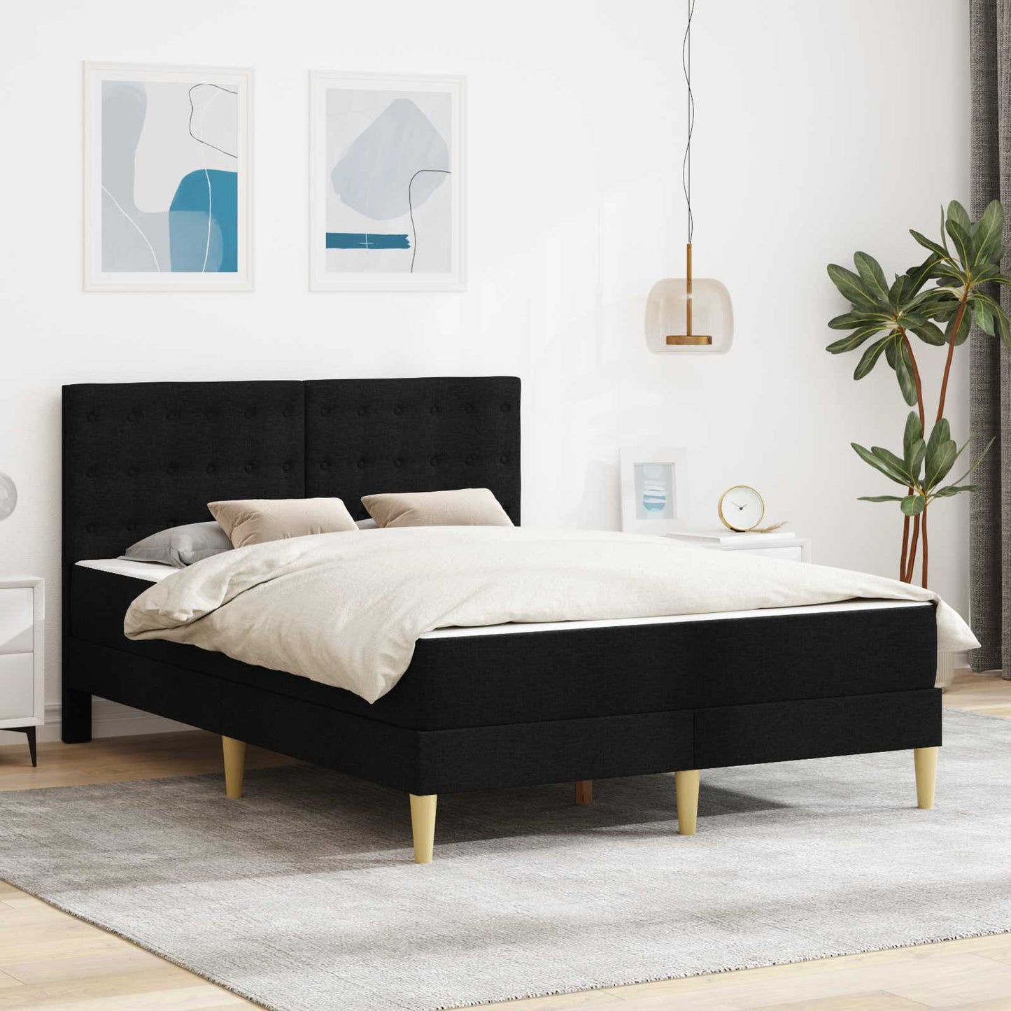 vidaXL Σκελετός κρεβατιού με στρώμα Μαύρο 160 x 200 cm ύφασμα