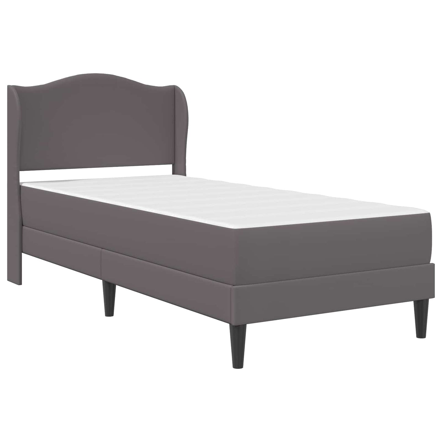 vidaXL Σκελετός Κρεβατιού με κεφαλάρι Γκρι 90 x 190 cm Τεχνητό Δέρμα