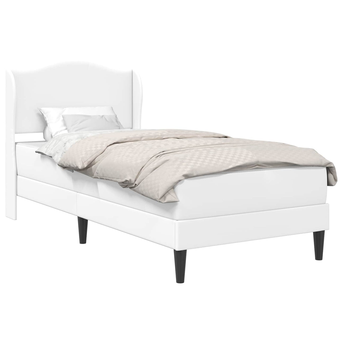 vidaXL Σκελετός Κρεβατιού με κεφαλάρι Λευκό 90 x 190 cm Τεχνητό Δέρμα