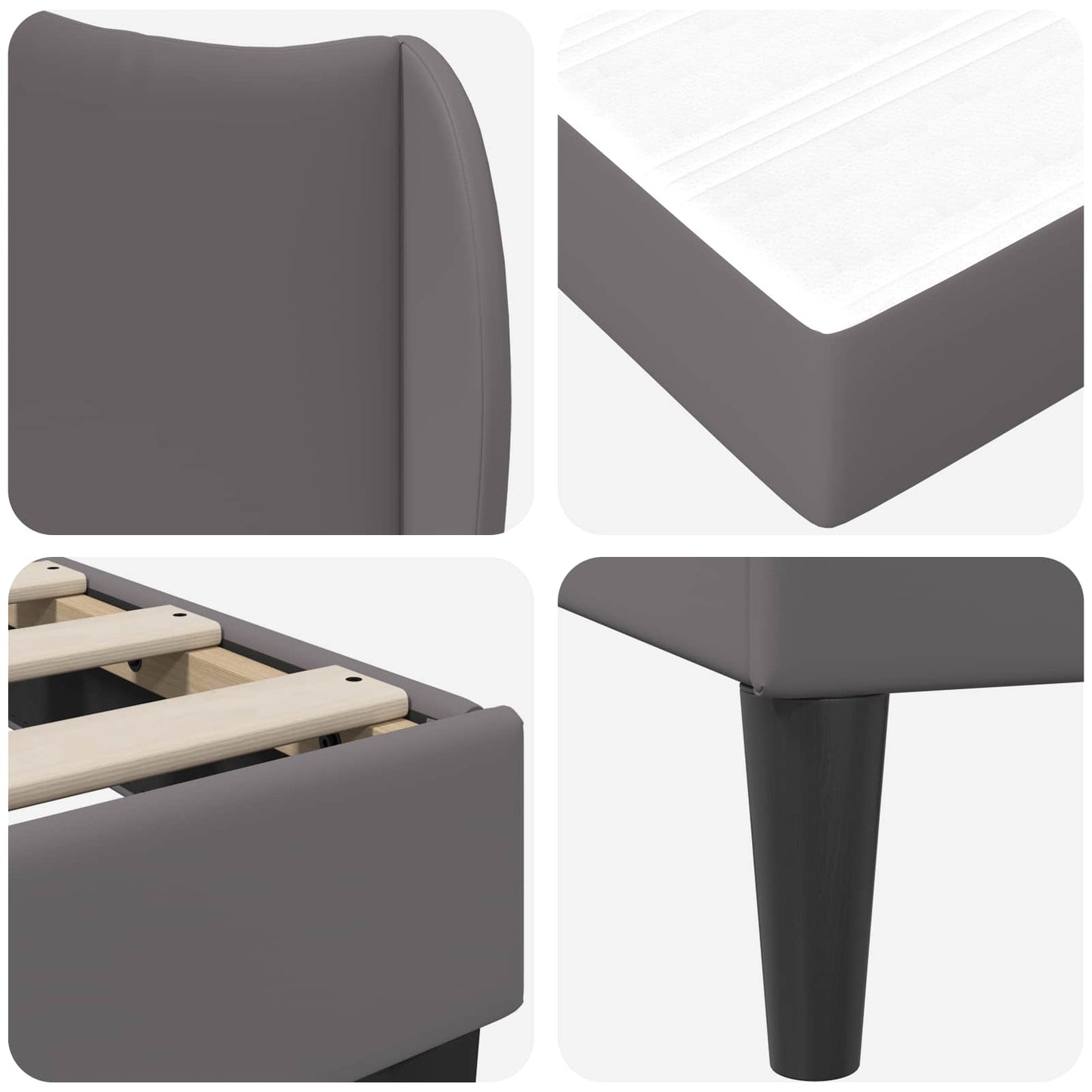 vidaXL Σκελετός Κρεβατιού με κεφαλάρι Γκρι 100 x 200 cm Τεχνητό Δέρμα