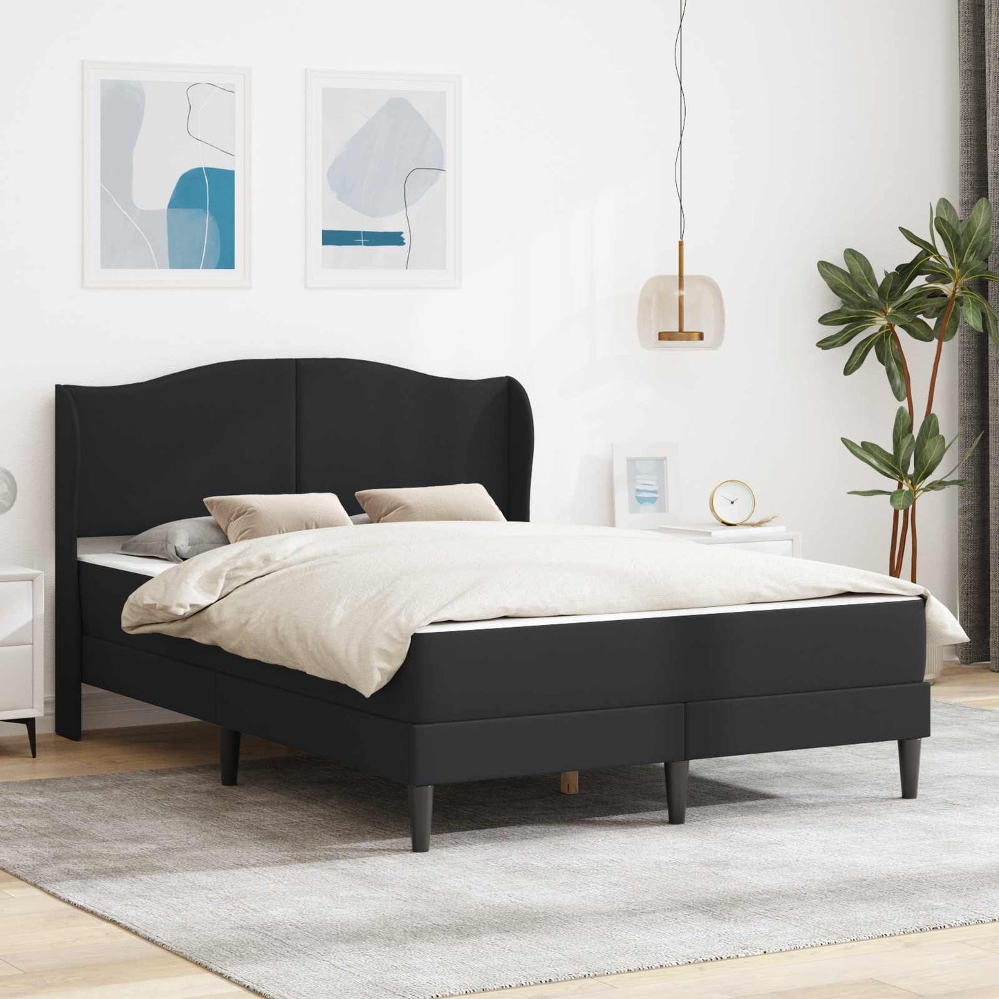 vidaXL Σκελετός Κρεβατιού με κεφαλάρι Μαύρο 120 x 200 cm Τεχνητό Δέρμα