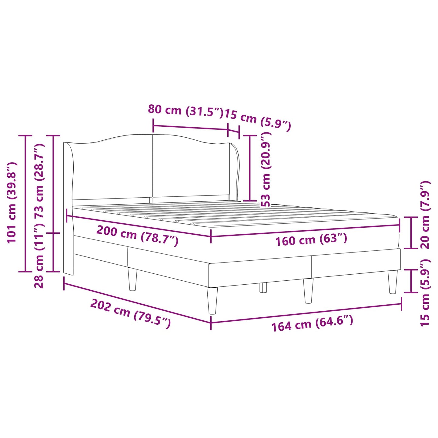 vidaXL Σκελετός Κρεβατιού με κεφαλάρι Γκρι 160 x 200 cm Τεχνητό Δέρμα