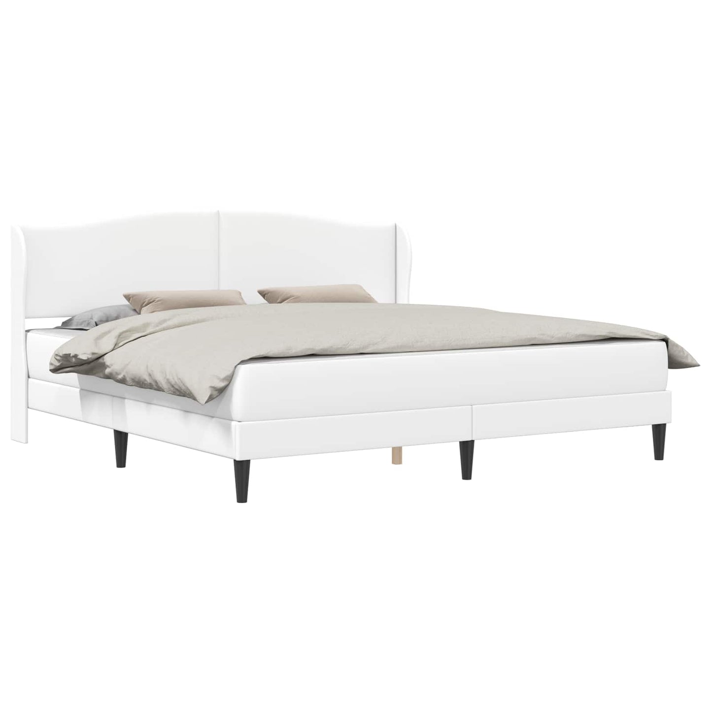 vidaXL Σκελετός Κρεβατιού με κεφαλάρι Λευκό 200 x 200 cm Τεχνητό Δέρμα