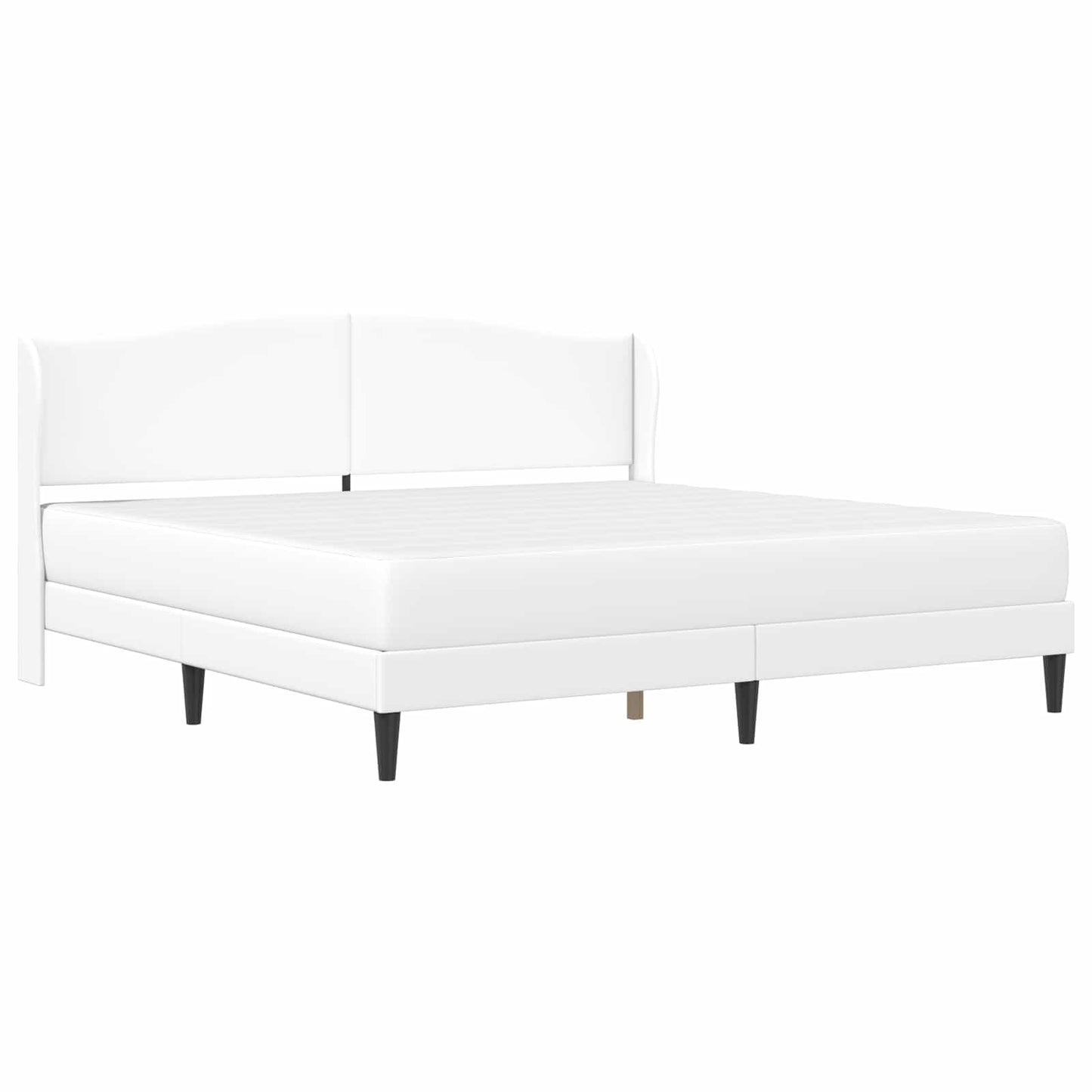 vidaXL Σκελετός Κρεβατιού με κεφαλάρι Λευκό 200 x 200 cm Τεχνητό Δέρμα