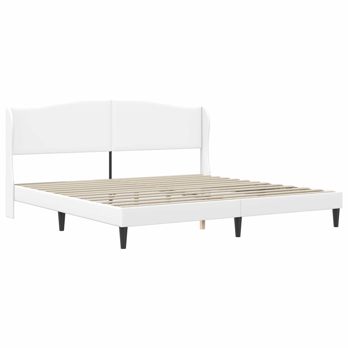 vidaXL Σκελετός Κρεβατιού με κεφαλάρι Λευκό 200 x 200 cm Τεχνητό Δέρμα