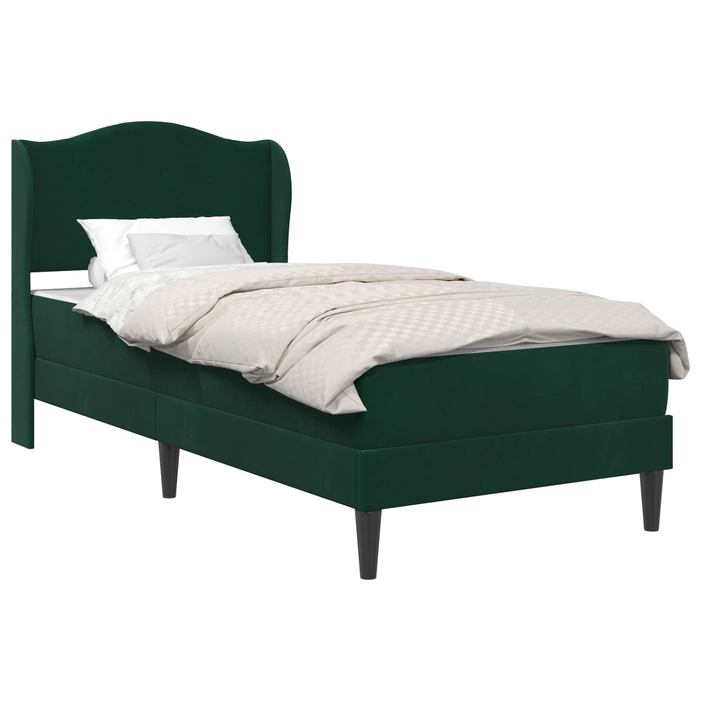 vidaXL Σκελετός Κρεβατιού 2 pcs Σκούρο Πράσινο 90 x 190 cm Βελούδο