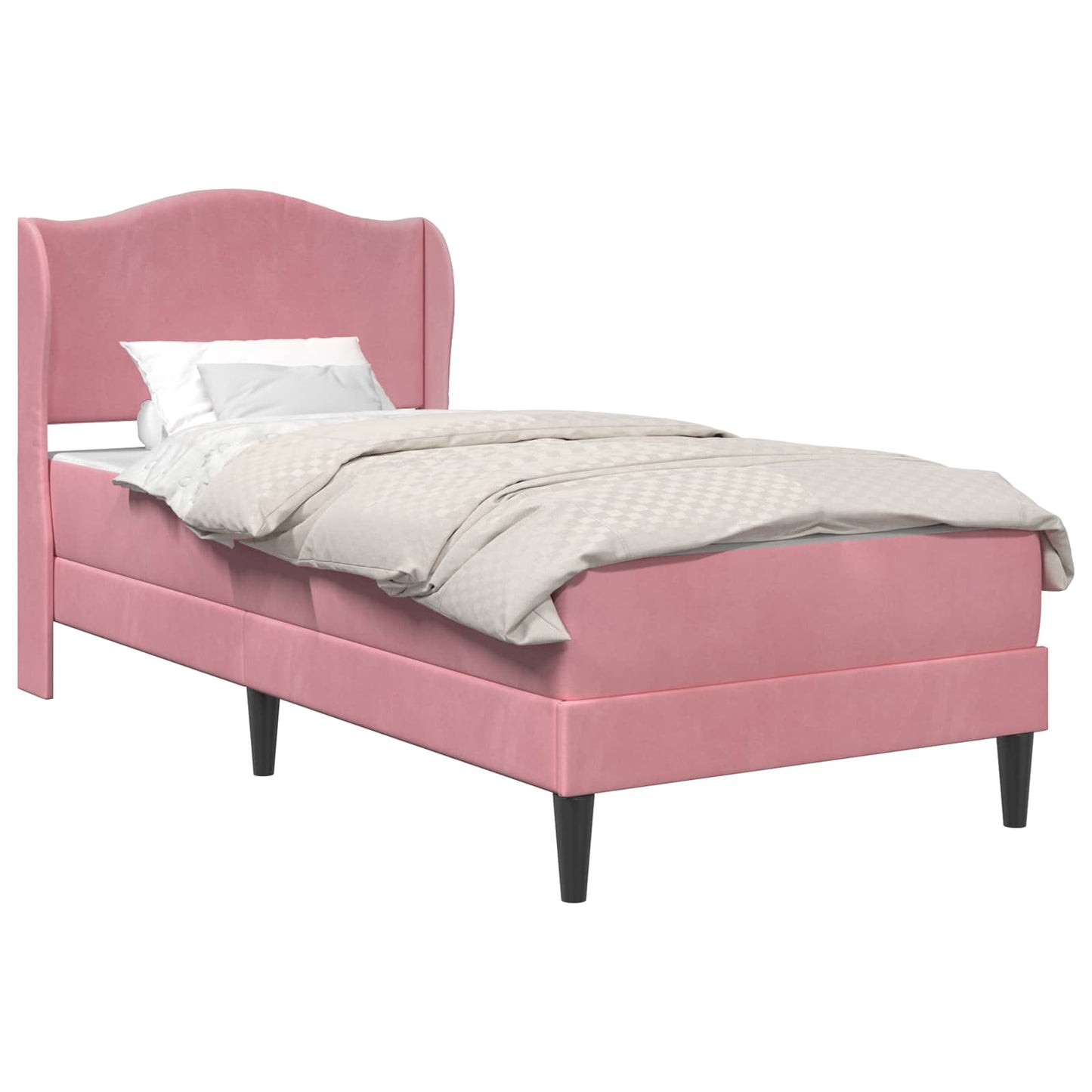 vidaXL Σκελετός Κρεβατιού με κεφαλάρι Ροζ 90 x 190 cm Βελούδο