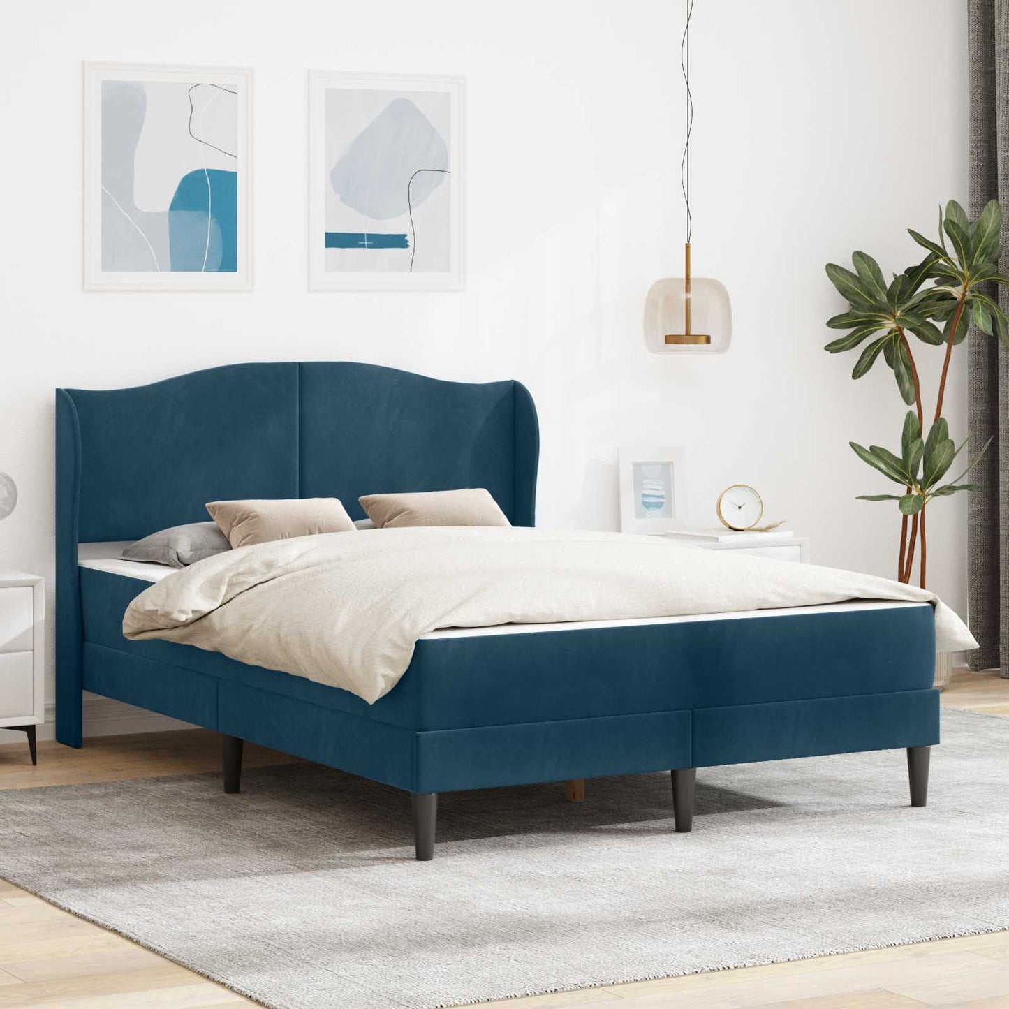 vidaXL Σκελετός Κρεβατιού με κεφαλάρι 2 pcs Μπλε 120 x 190 cm Βελούδο