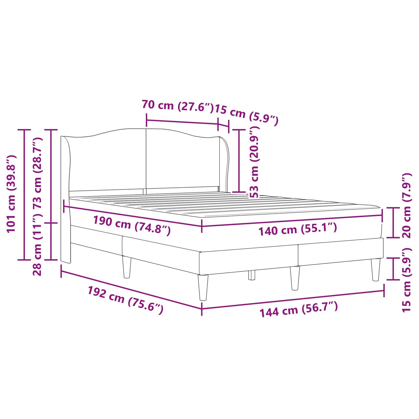 vidaXL Σκελετός Κρεβατιού Ανοιχτό γκρι 140 x 190 cm Βελούδο