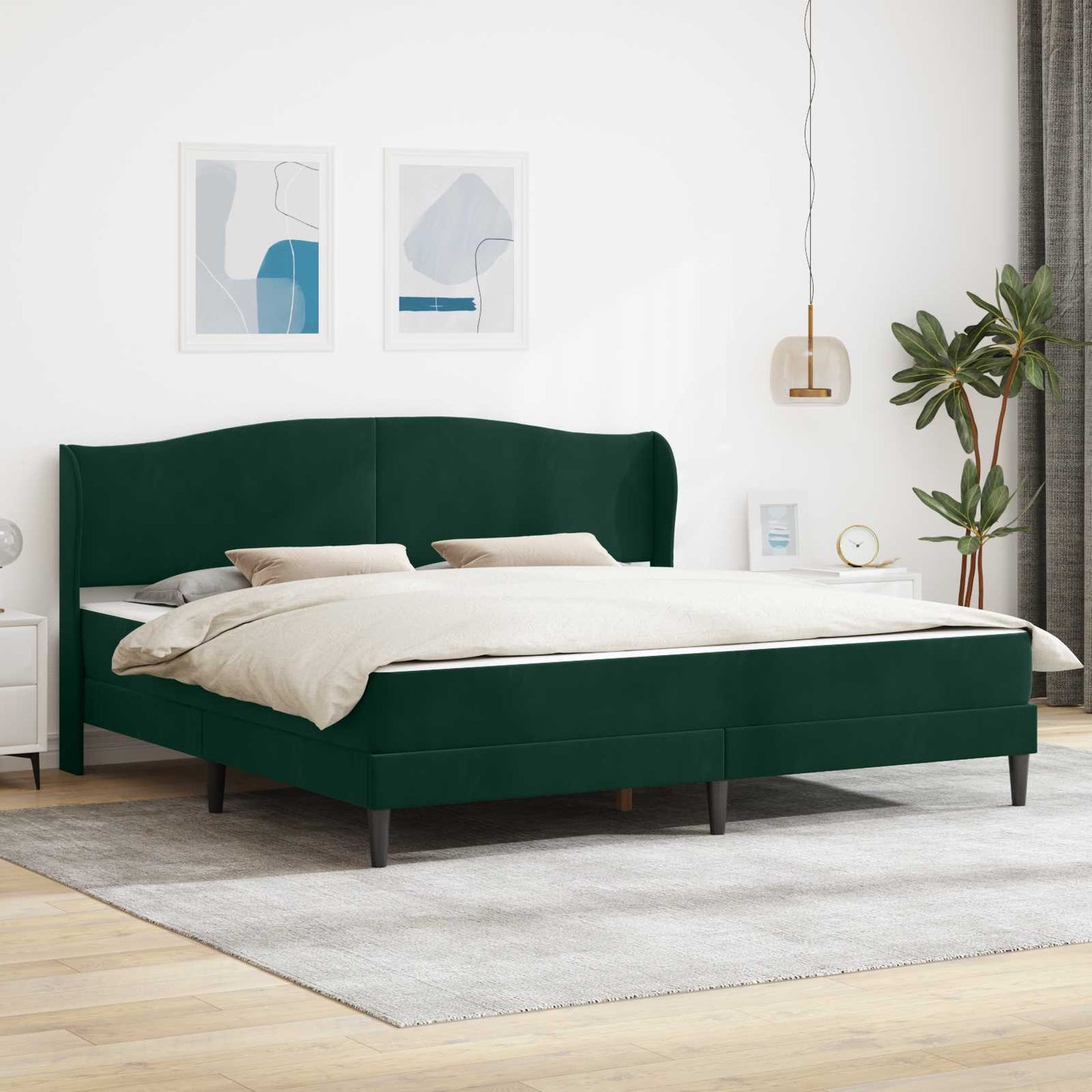 vidaXL Σκελετός Κρεβατιού Σκούρο Πράσινο 180 x 200 cm Βελούδο