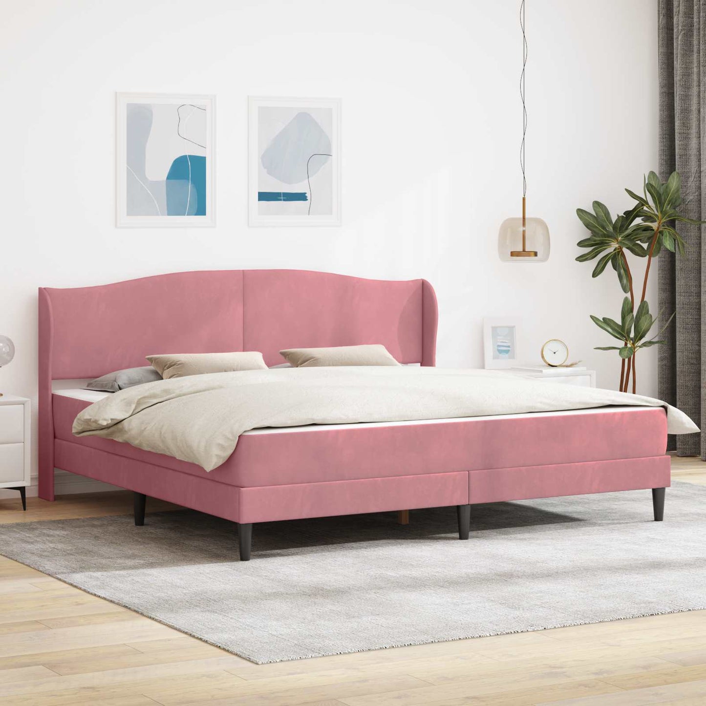 vidaXL Σκελετός Κρεβατιού με κεφαλάρι Ροζ 180 x 200 cm Βελούδο