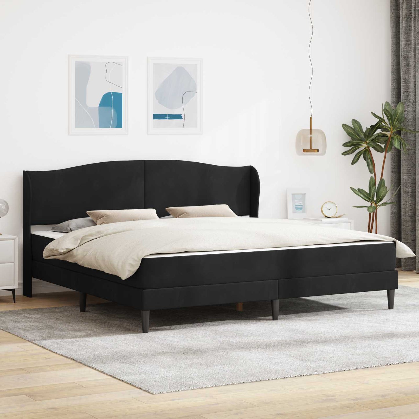 vidaXL Σκελετός Κρεβατιού με κεφαλάρι Μαύρο 180 x 200 cm Βελούδο