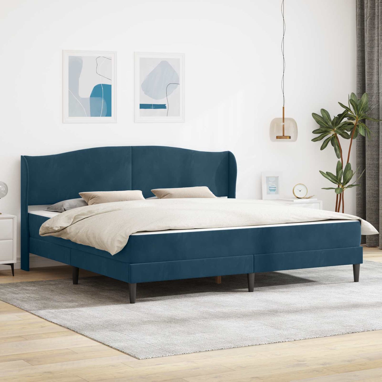 vidaXL Σκελετός Κρεβατιού με κεφαλάρι Μπλε 200 x 200 cm Βελούδο