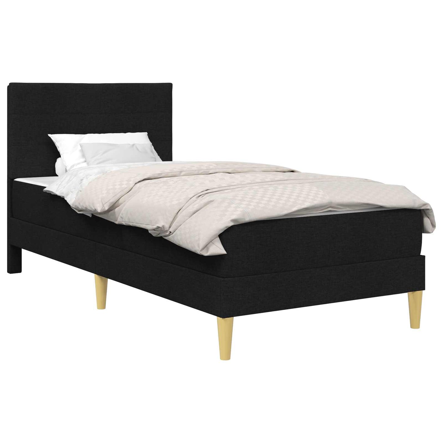 vidaXL Σκελετός κρεβατιού με στρώμα Μαύρο 90 x 190 cm ύφασμα