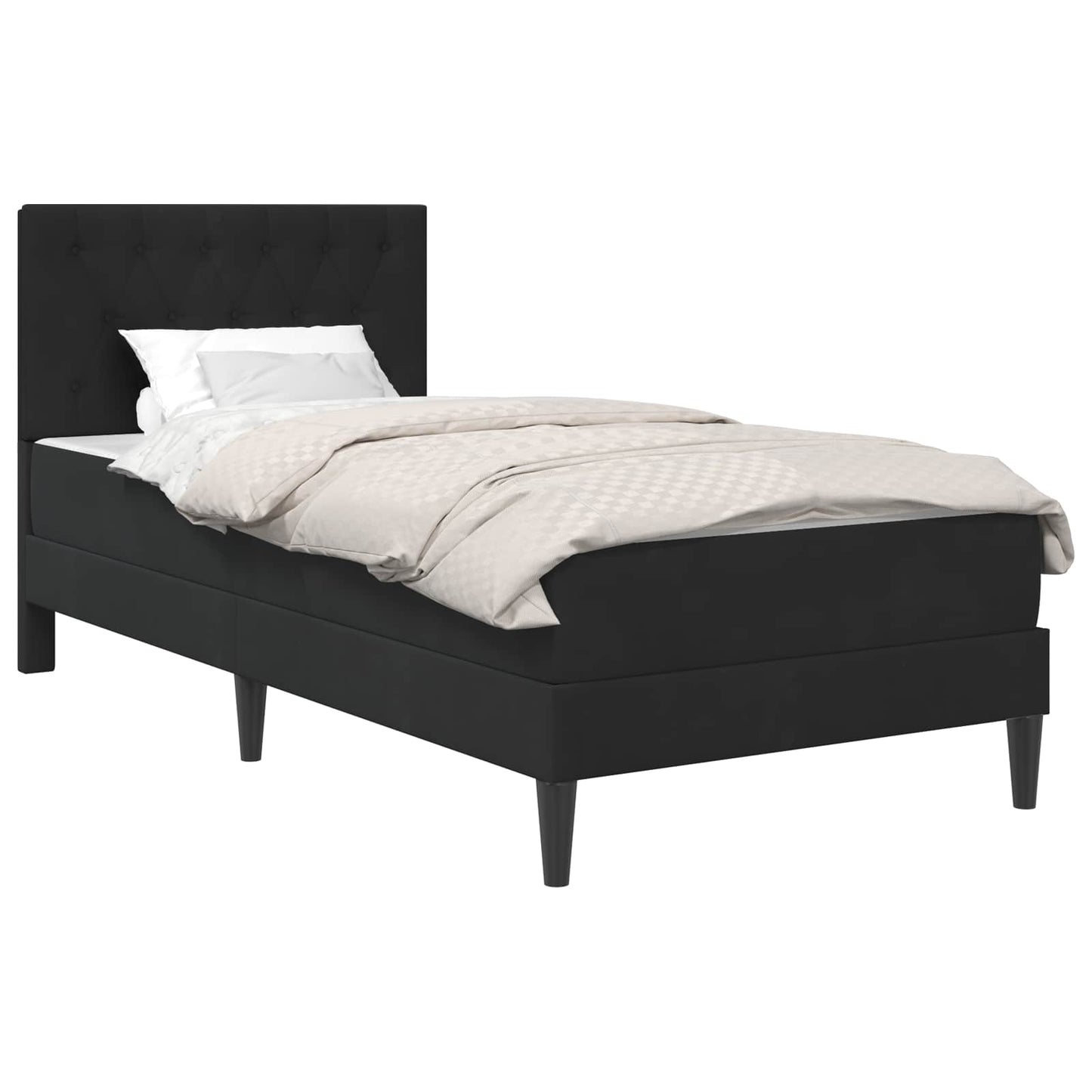 vidaXL Σκελετός κρεβατιού με στρώμα Μαύρο 90 x 190 cm Βελούδο