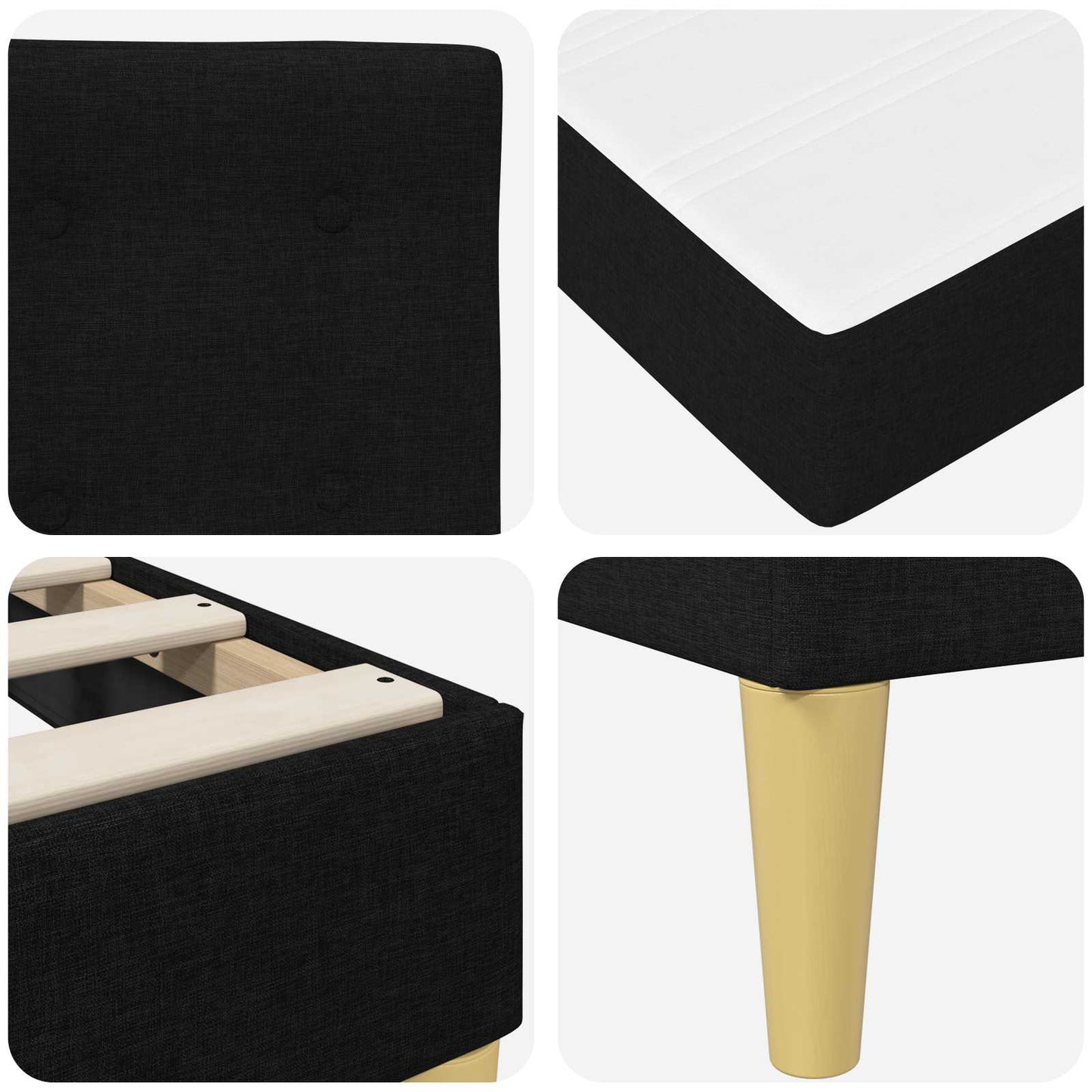 vidaXL Σκελετός κρεβατιού με στρώμα Μαύρο 90 x 190 cm ύφασμα