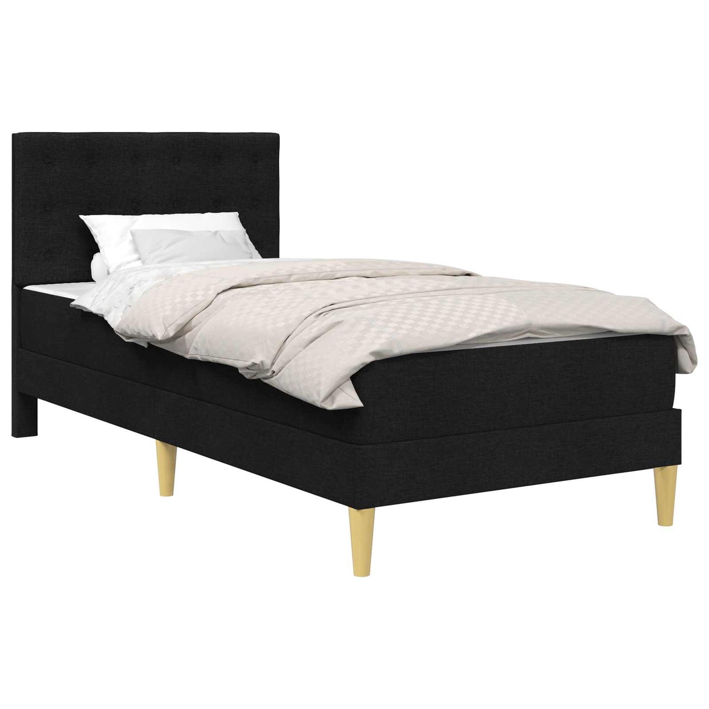 vidaXL Σκελετός κρεβατιού με στρώμα Μαύρο 90 x 190 cm ύφασμα