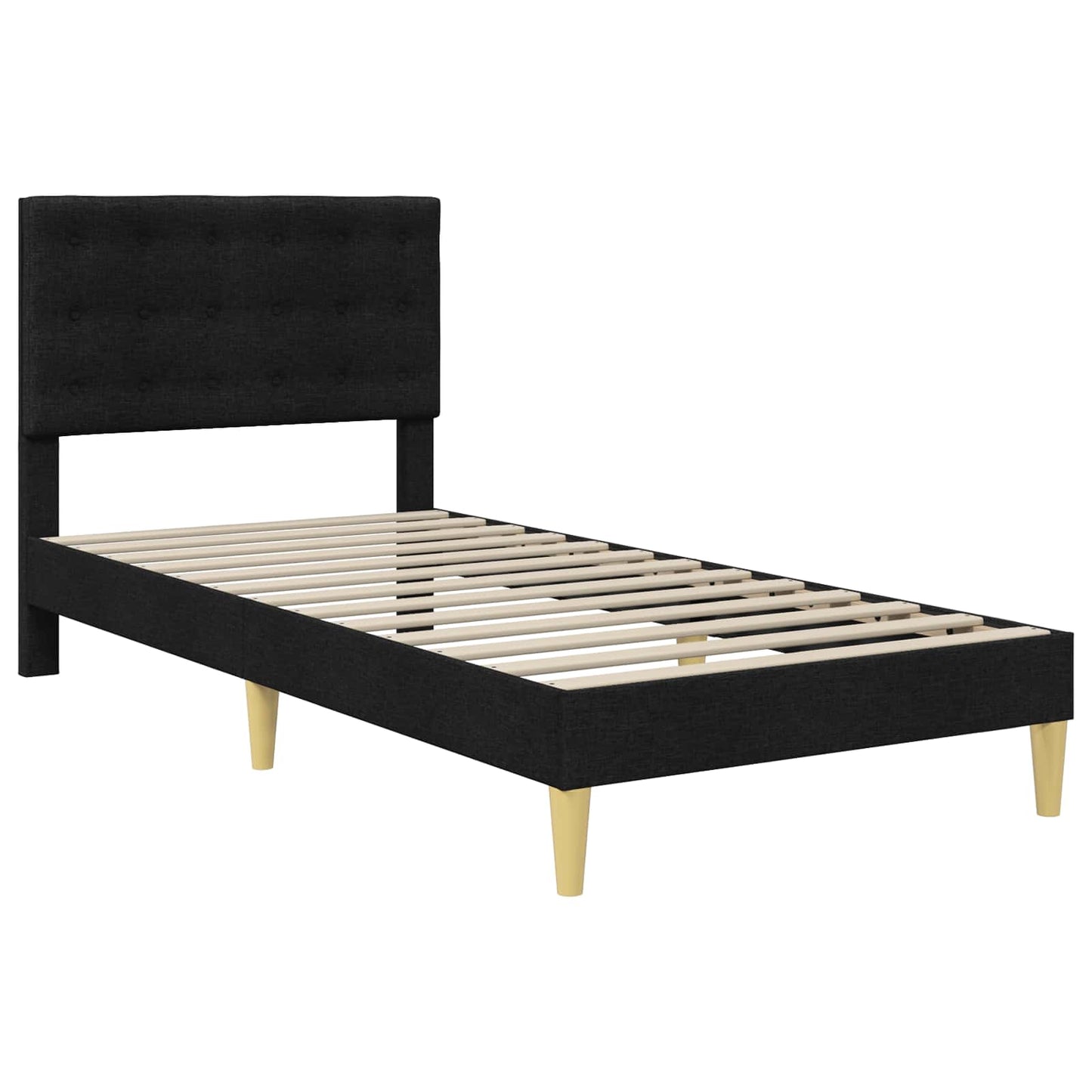 vidaXL Σκελετός κρεβατιού με στρώμα Μαύρο 90 x 190 cm ύφασμα