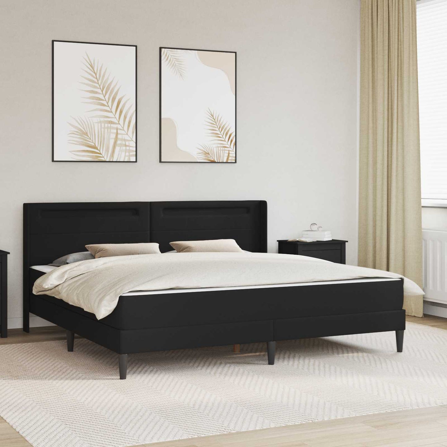 vidaXL Σκελετός Κρεβατιού με κεφαλάρι Μαύρο 180 x 200 cm Τεχνητό Δέρμα