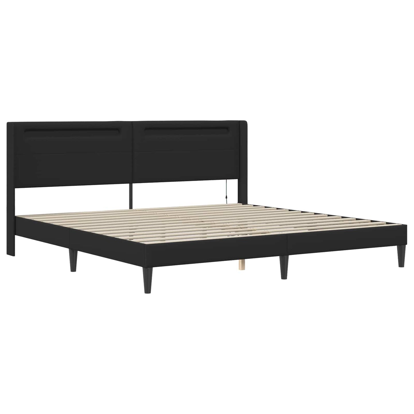 vidaXL Σκελετός Κρεβατιού με κεφαλάρι Μαύρο 180 x 200 cm Τεχνητό Δέρμα