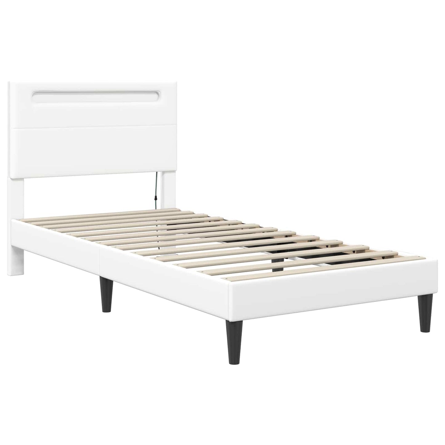 vidaXL Σκελετός Κρεβατιού με κεφαλάρι Λευκό 90 x 190 cm Τεχνητό Δέρμα