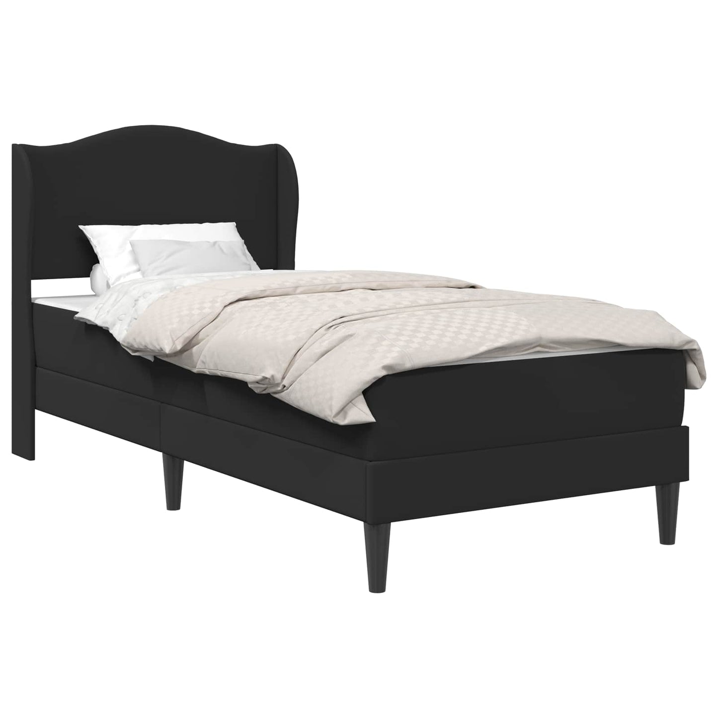 vidaXL Σκελετός Κρεβατιού με κεφαλάρι Μαύρο 90 x 190 cm Τεχνητό Δέρμα