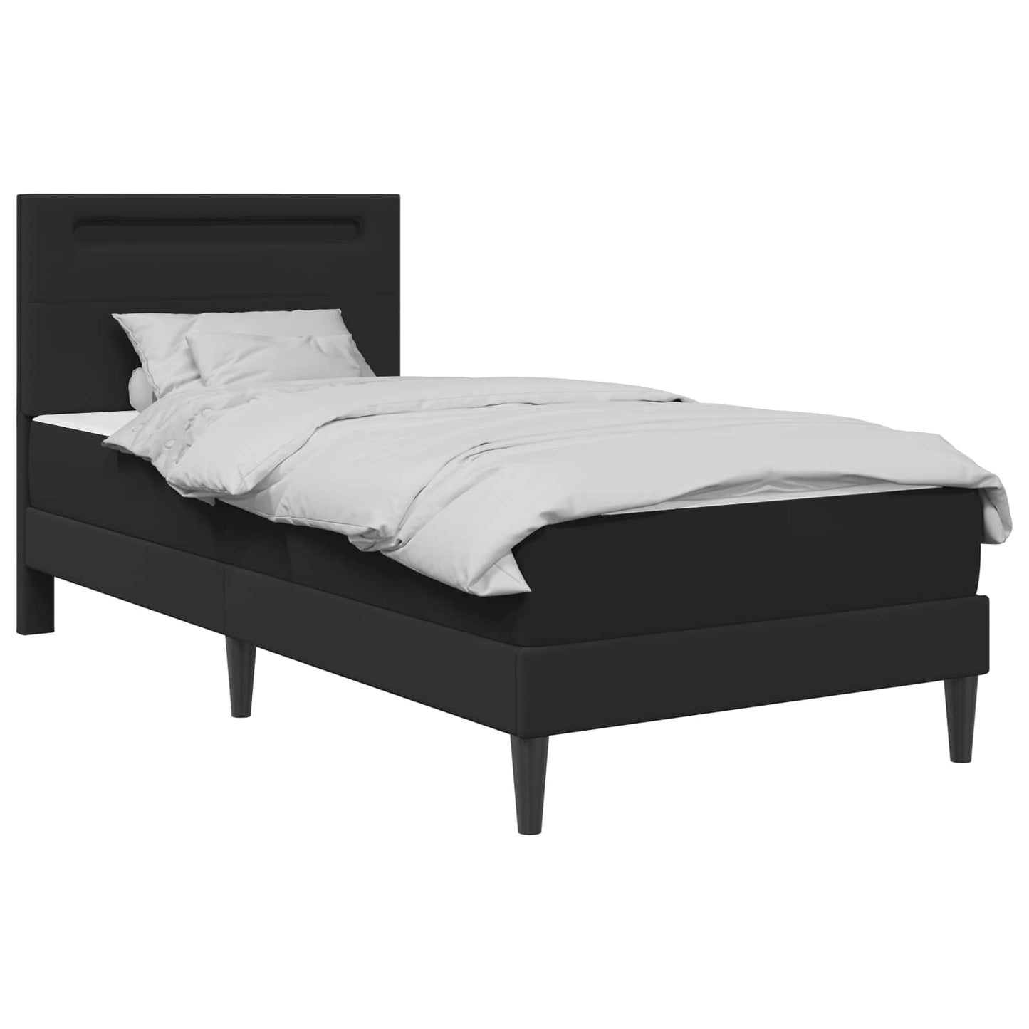 vidaXL Σκελετός Κρεβατιού με κεφαλάρι Μαύρο 90 x 190 cm Τεχνητό Δέρμα