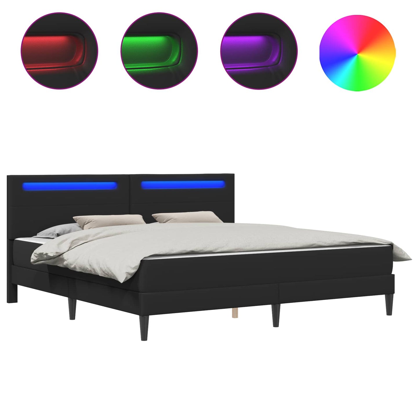 vidaXL Σκελετός Κρεβατιού με κεφαλάρι Μαύρο 180 x 200 cm Τεχνητό Δέρμα