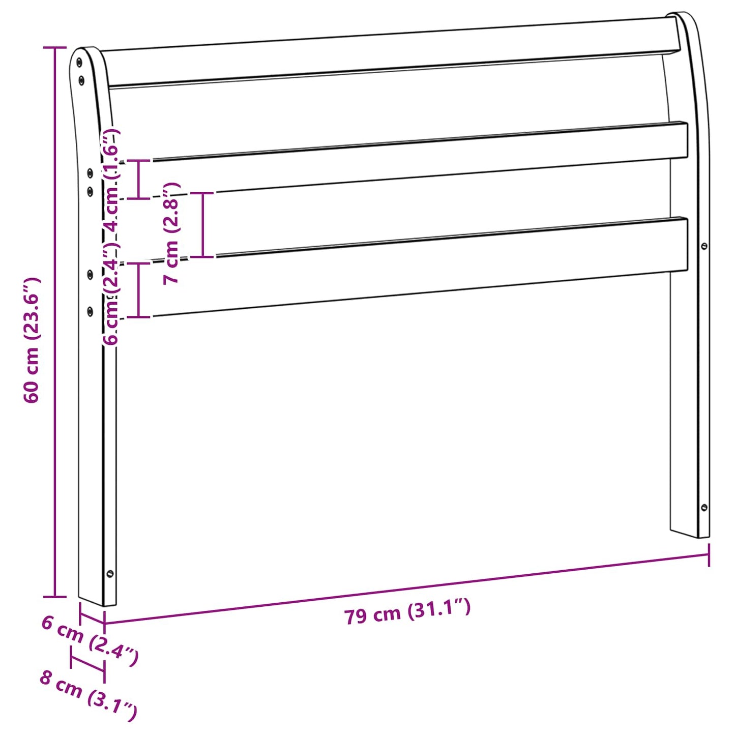 vidaXL Μονάδα μπράτσων 2 τμχ. Λευκό 78,5 x 8,5 x 60 εκ