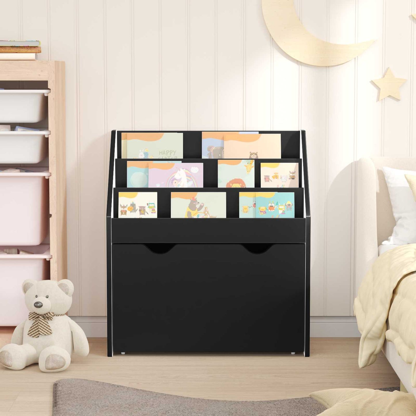 vidaXL Βιβλιοθήκη Παιδιών Μαύρο 60 x 29,5 x 69 εκ Επεξεργασμένο Ξύλο