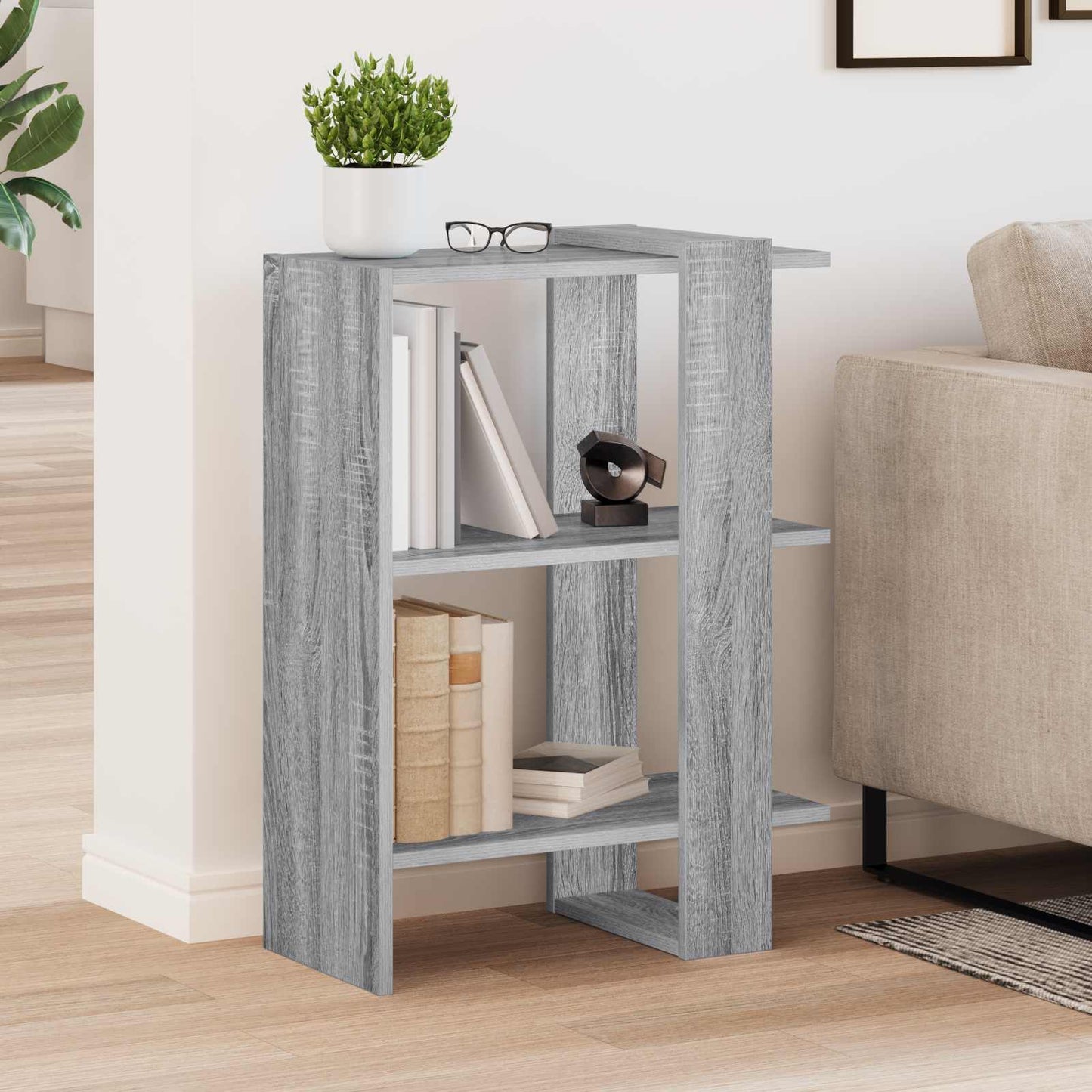 vidaXL Ράφι Βιβλίων Γκρίζο Σονομα 52 x 25 x 71,5 εκ Επεξεργασμένο ξύλο