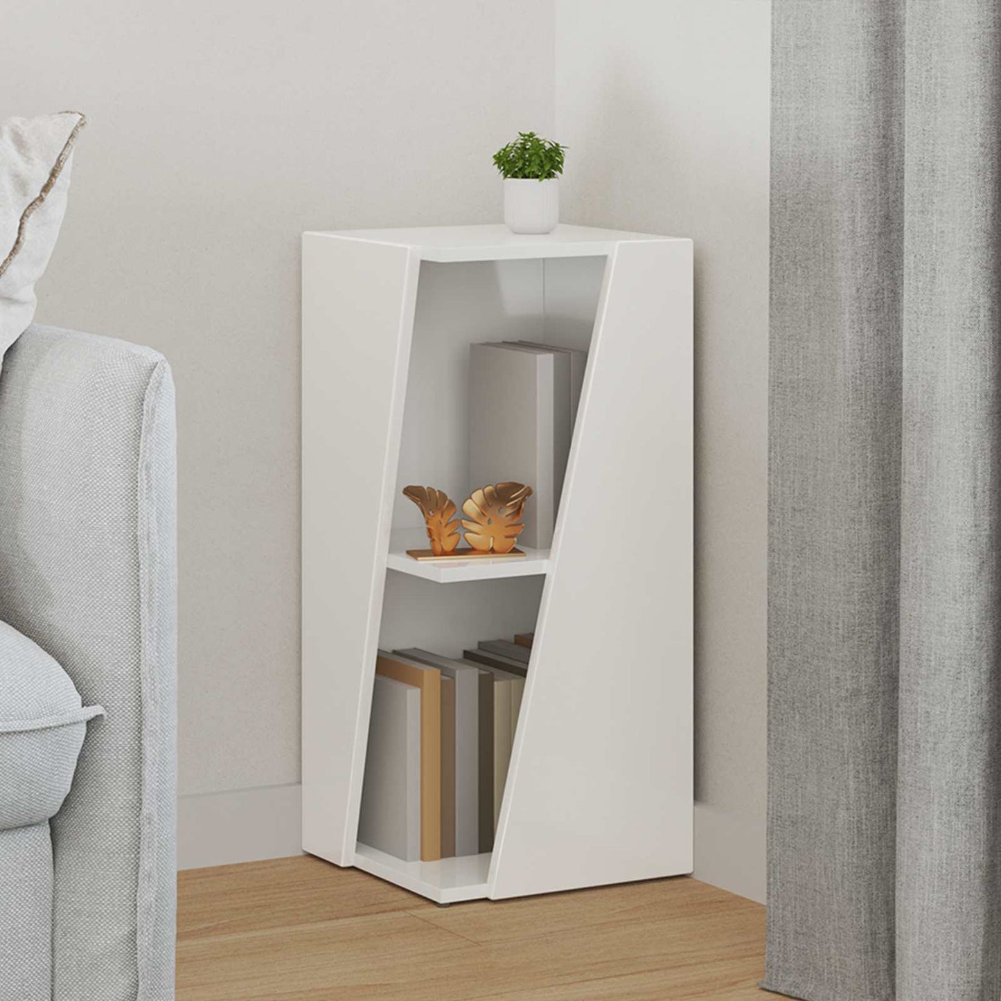 vidaXL Πλευρικό Ράφι Υψηλής γυαλάδας λευκό 33 x 32 x 70,5 εκ