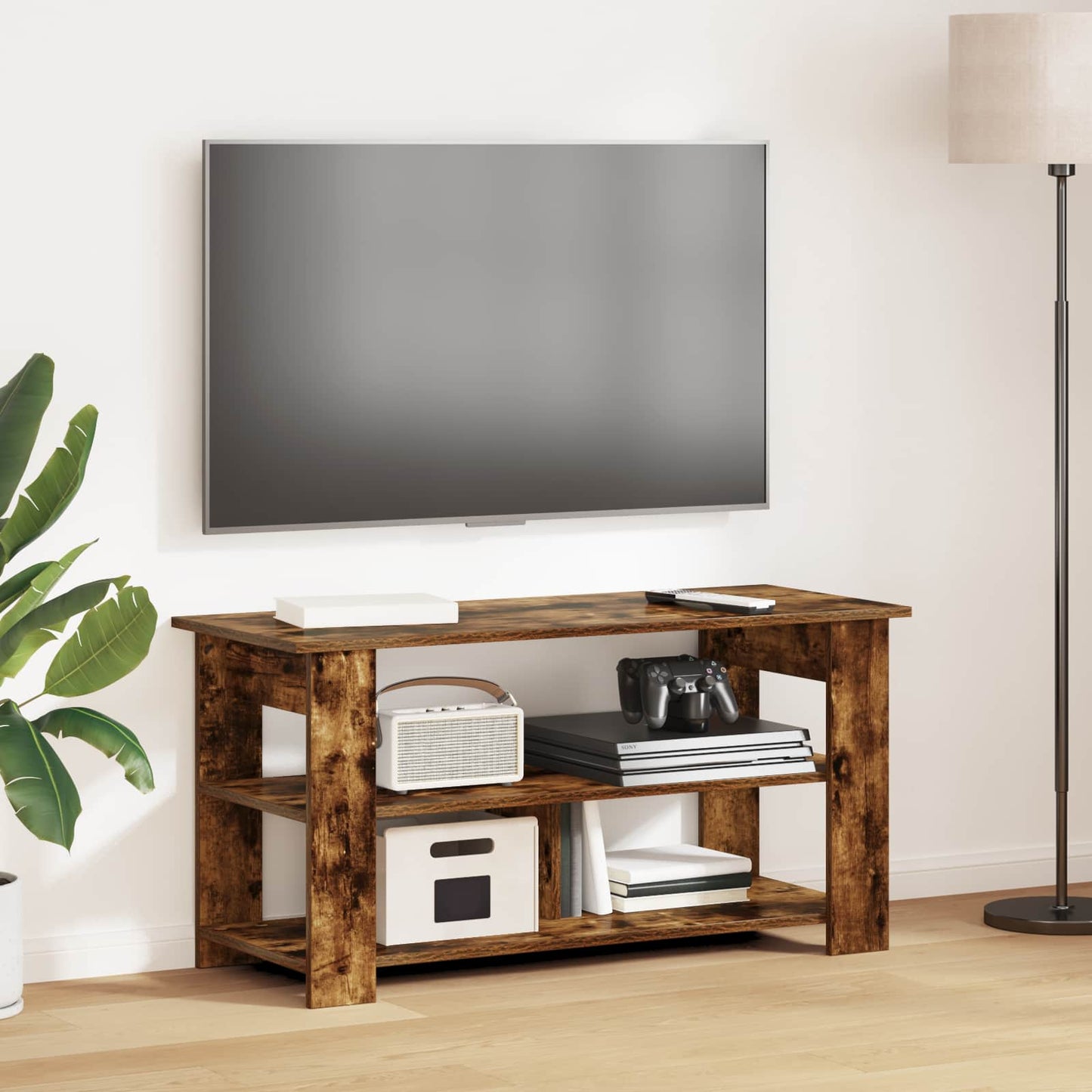 vidaXL Βάση τηλεόρασης Καπνιστό Δρύς 100 x 40 x 50 cm