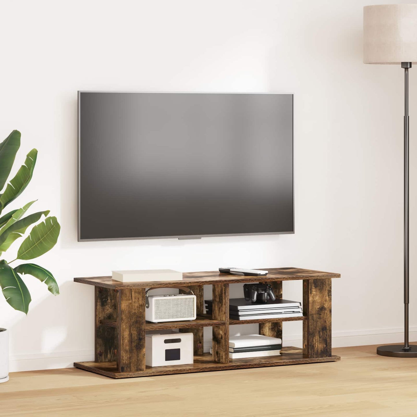 vidaXL Βάση τηλεόρασης Καπνιστό Δρύς 96 x 35 x 33,5 εκ