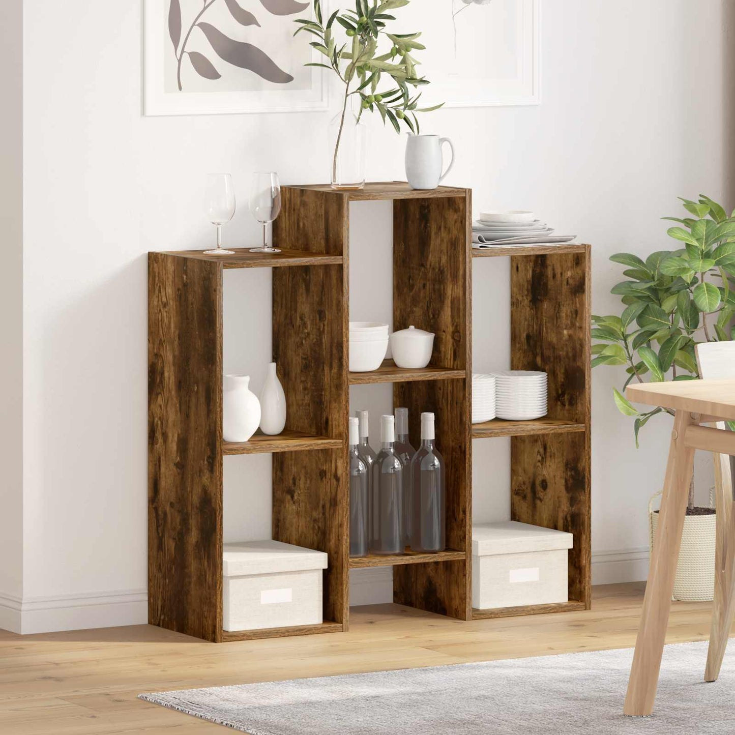 vidaXL Πλαϊνό γραφείο Καπνιστό Δρύς 90 x 30 x 90 cm
