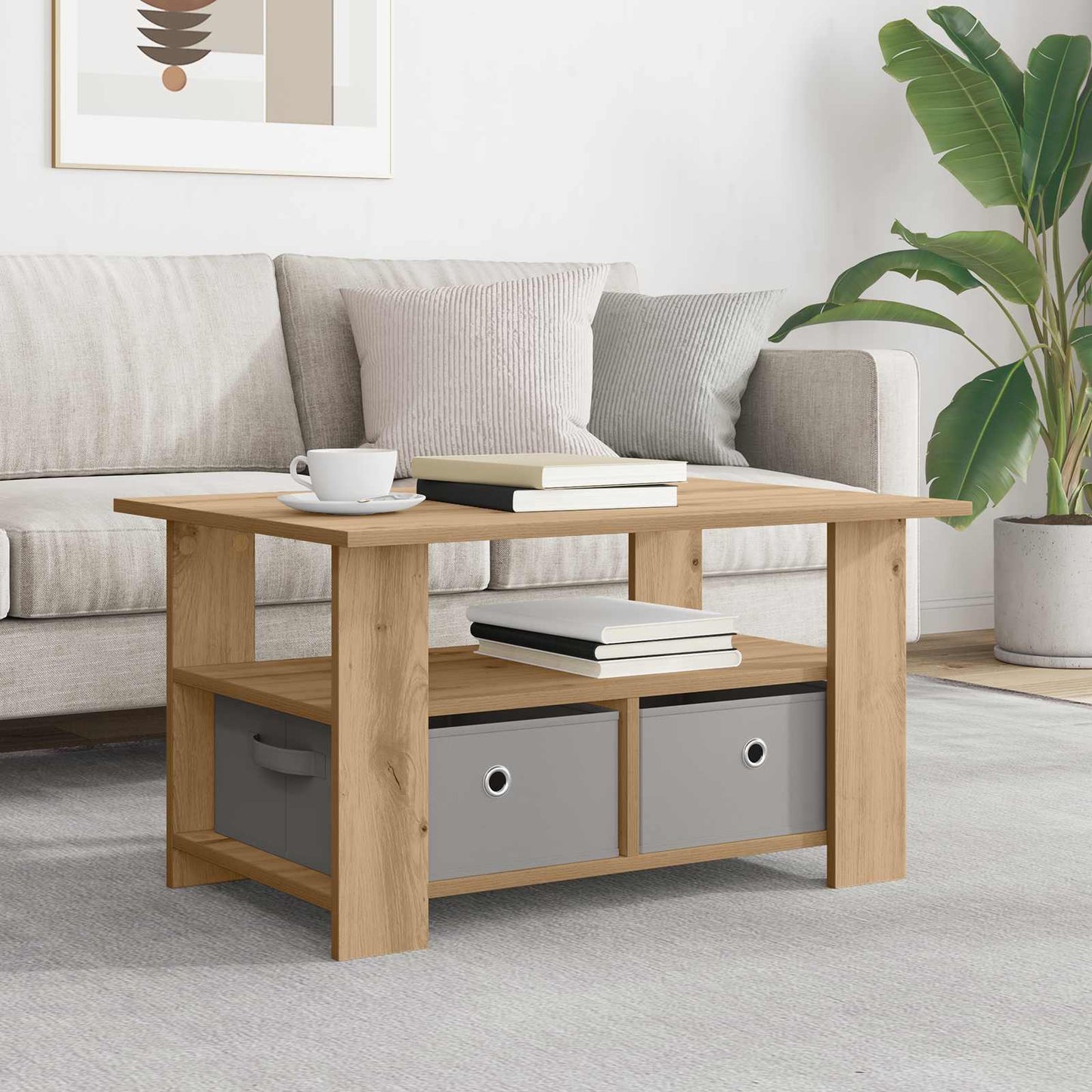 vidaXL Τραπεζάκι σαλονιού με συρτάρι Artisan Oak 77 x 55 x 42 εκ.