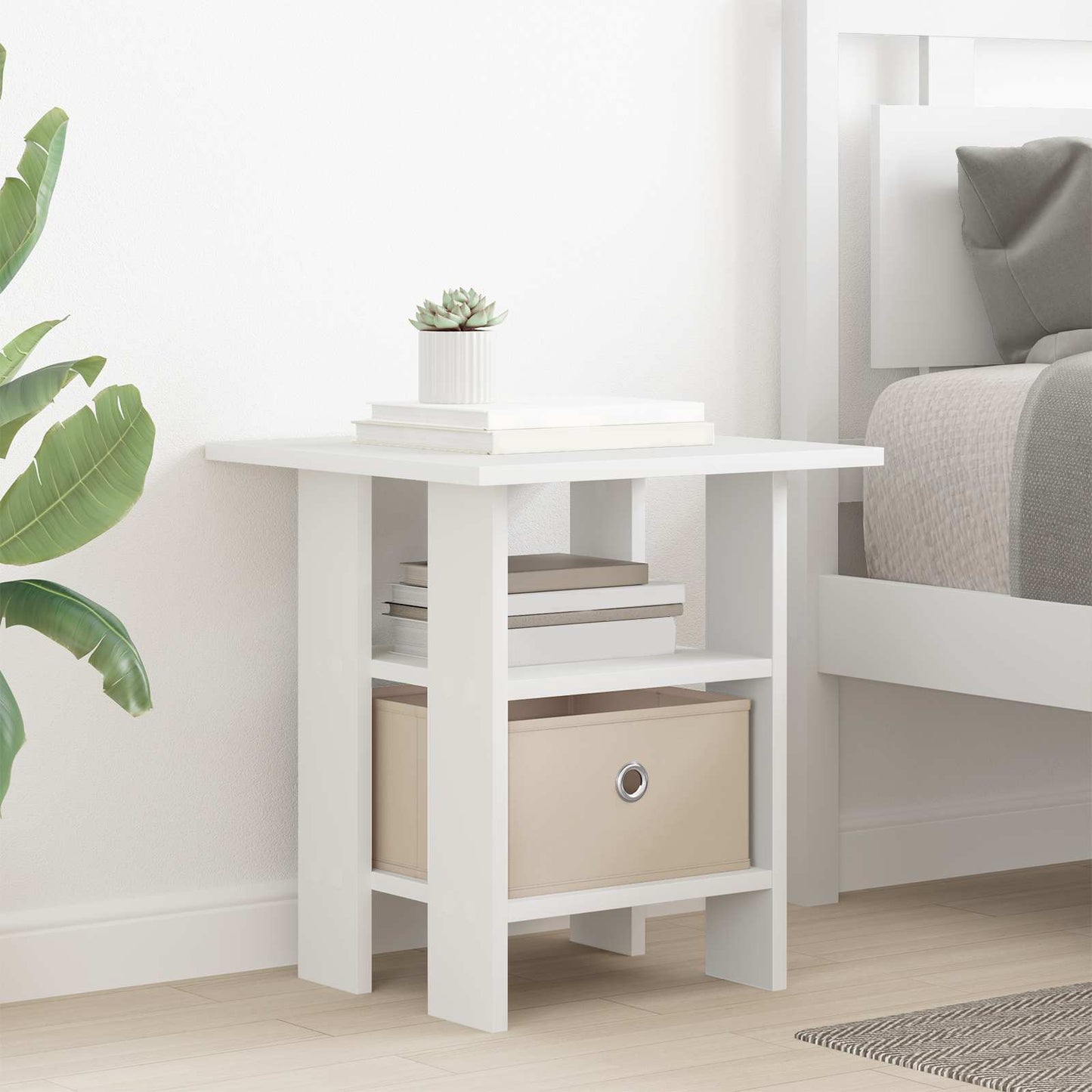 vidaXL Κομοδίνο με συρτάρι Λευκό 41 x 40 x 45 εκ Επεξεργασμένο ξύλο