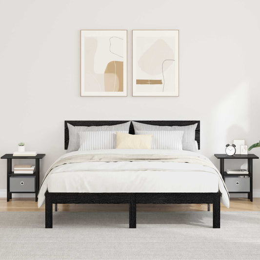 vidaXL Κομοδίνο 2 pcs Μαύρη Οξυά 41 x 40 x 45 εκ Επεξεργασμένο ξύλο