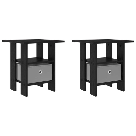 vidaXL Κομοδίνο 2 pcs Μαύρη Οξυά 41 x 40 x 45 εκ Επεξεργασμένο ξύλο