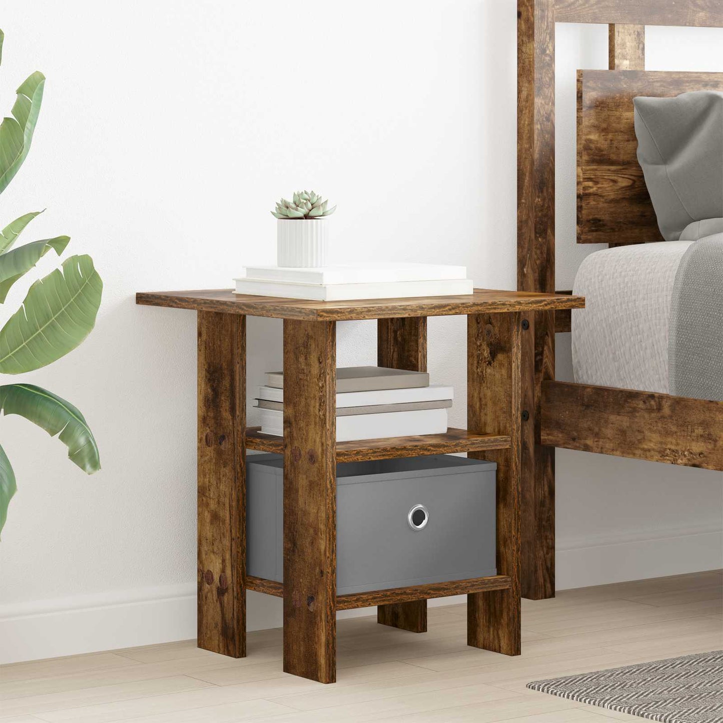 vidaXL Κομοδίνο Καπνιστό Δρύς 41 x 40 x 45 εκ Επεξεργασμένο ξύλο